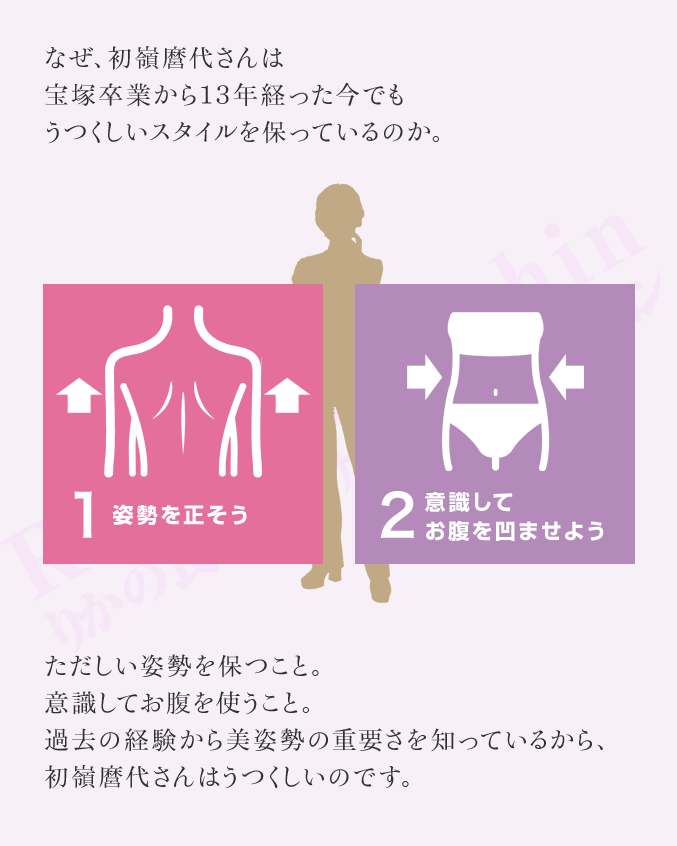 なぜ、初嶺麿代さんは宝塚卒業から13年経った今でもうつくしいスタイルを保っているのか。