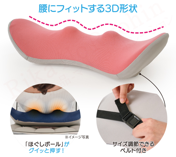 腰にフィットする3D形状