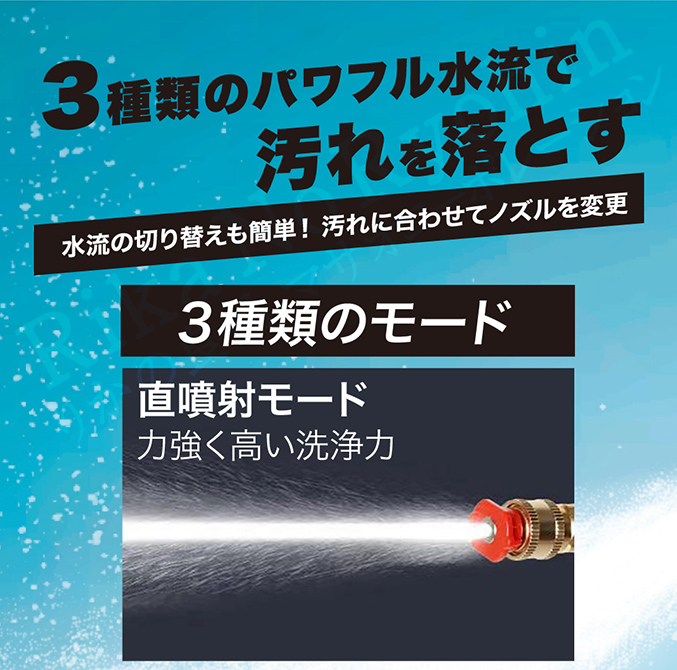 3種類のパワフル水流で汚れを落とす
