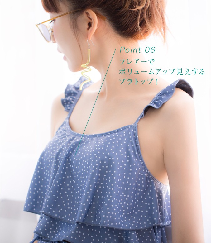 桃プロデュ―ス ドット柄フレアブラ3点セット水着 MOMO PRODUCE