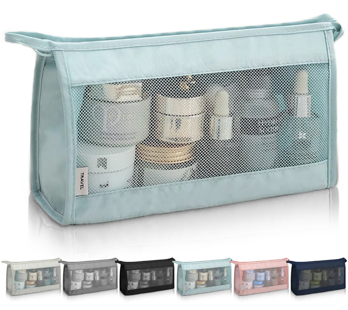 自立して中が見えるトラベルポーチ メッシュポーチトイレタリーポーチ メッシュ 吊り下げ コンパクト 軽量 化粧ポーチ メイクポーチ メッシュ ポーチ RIMINA |  | 12