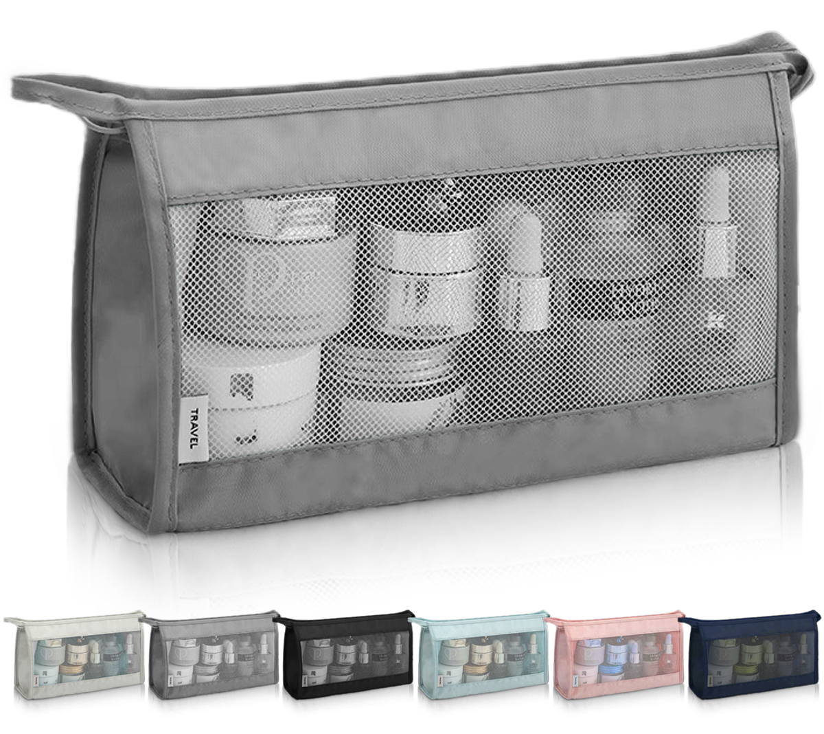 自立して中が見えるトラベルポーチ メッシュポーチトイレタリーポーチ メッシュ 吊り下げ コンパクト 軽量 化粧ポーチ メイクポーチ メッシュ ポーチ RIMINA |  | 08