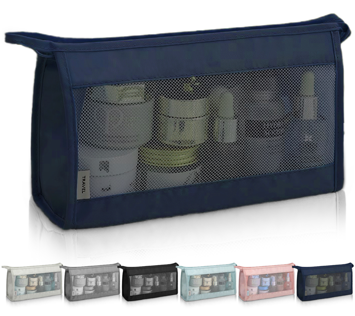 自立して中が見えるトラベルポーチ メッシュポーチトイレタリーポーチ メッシュ 吊り下げ コンパクト 軽量 化粧ポーチ メイクポーチ メッシュ ポーチ RIMINA |  | 09