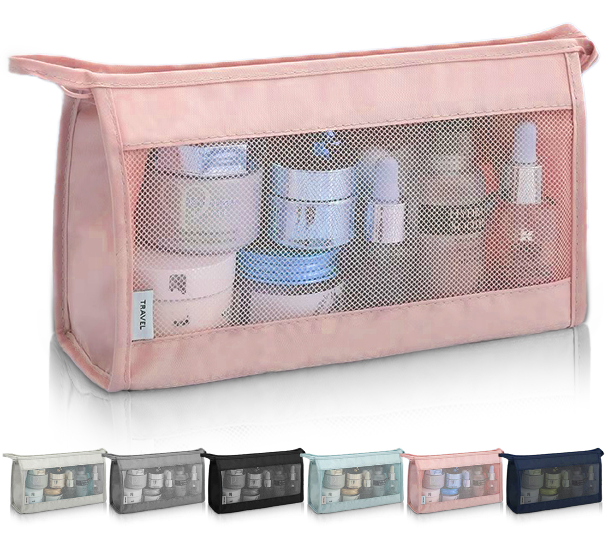 自立して中が見えるトラベルポーチ メッシュポーチトイレタリーポーチ メッシュ 吊り下げ コンパクト 軽量 化粧ポーチ メイクポーチ メッシュ ポーチ RIMINA |  | 10