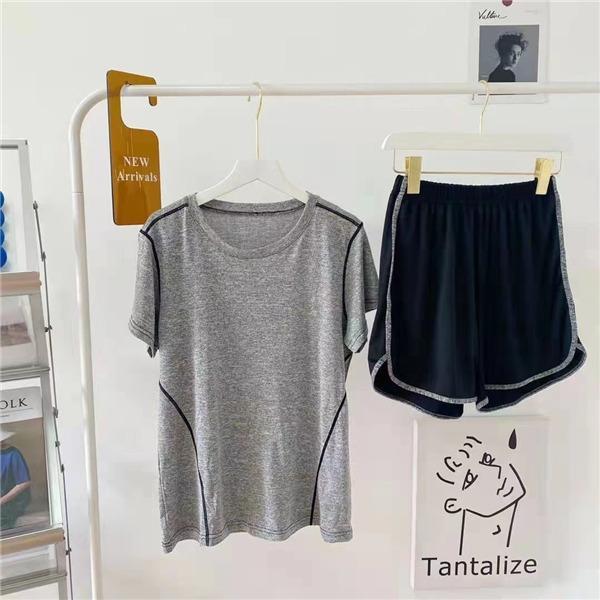 スポーツウェア レディース 女の子 上下セット ジョギング ランニング ヨガ服 ショートパンツ 半袖 スポーティー エアロビクス 運動着 フィットネス |  | 01