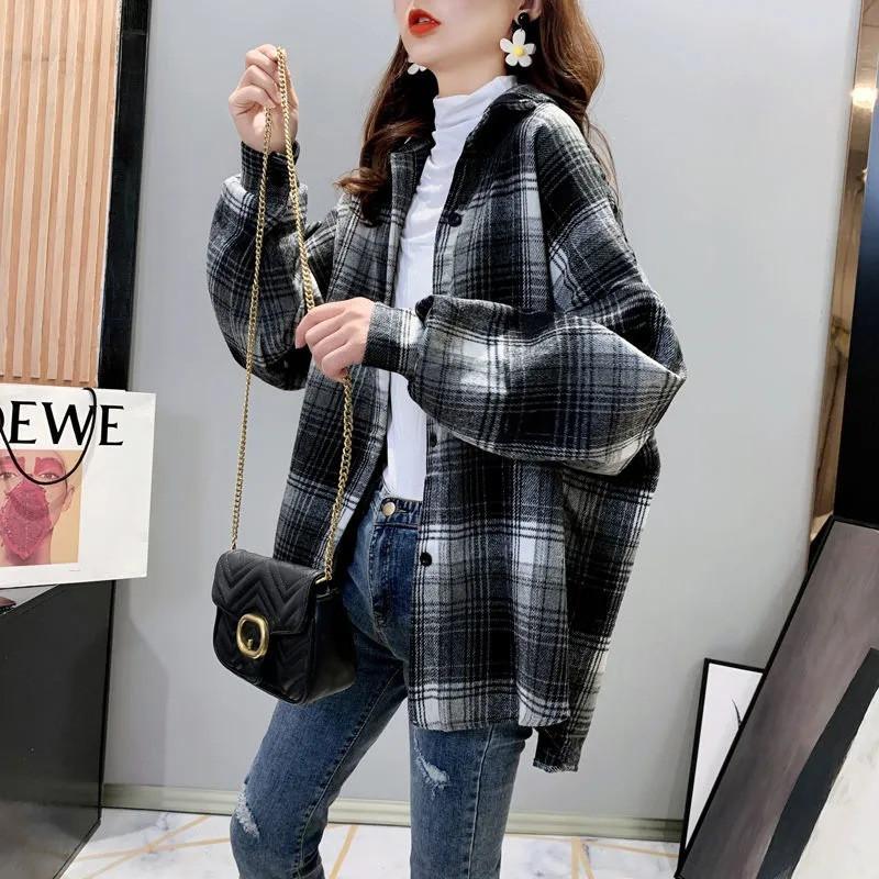 シャツ ロングシャツ ブラウス レディース チェック柄 カジュアル OL 春夏秋 重ね着 レイヤード おしゃれ 長袖 ゆったり シャツ 30代 50代 40代 シャツ ロングシャツ ブラウス レディース チェック柄