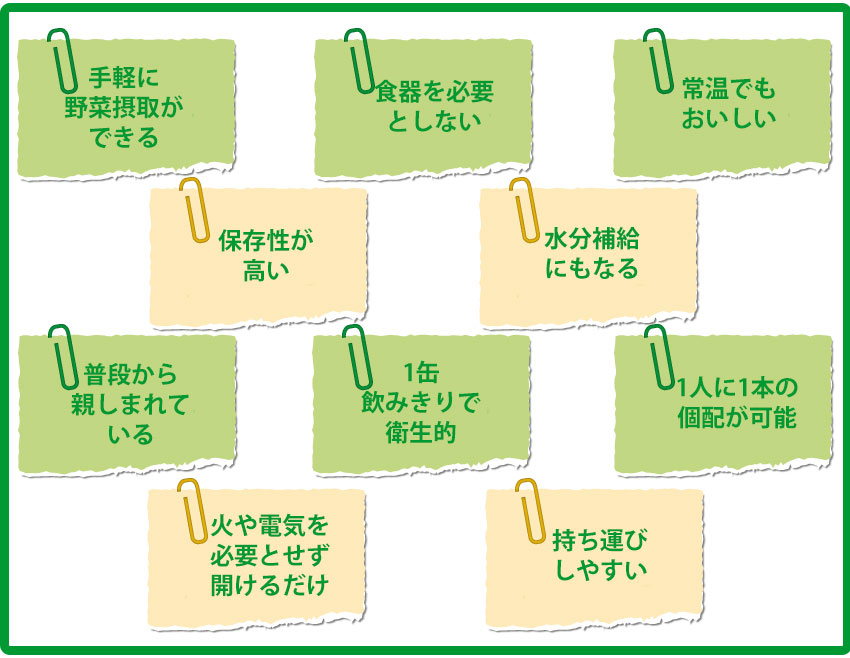 野菜飲料缶を備蓄防災品としてオススメする理由