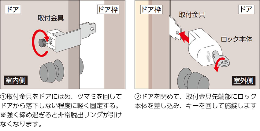 穴あけ、工具不要かんたん取付