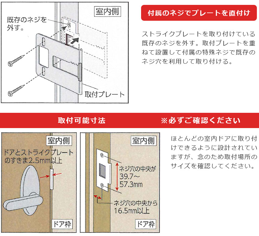 プレートの取付方法・取付可能寸法