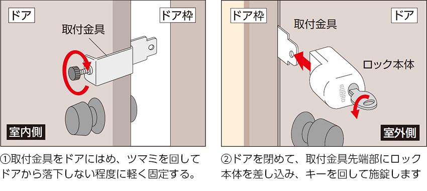 穴あけ、工具不要かんたん取付