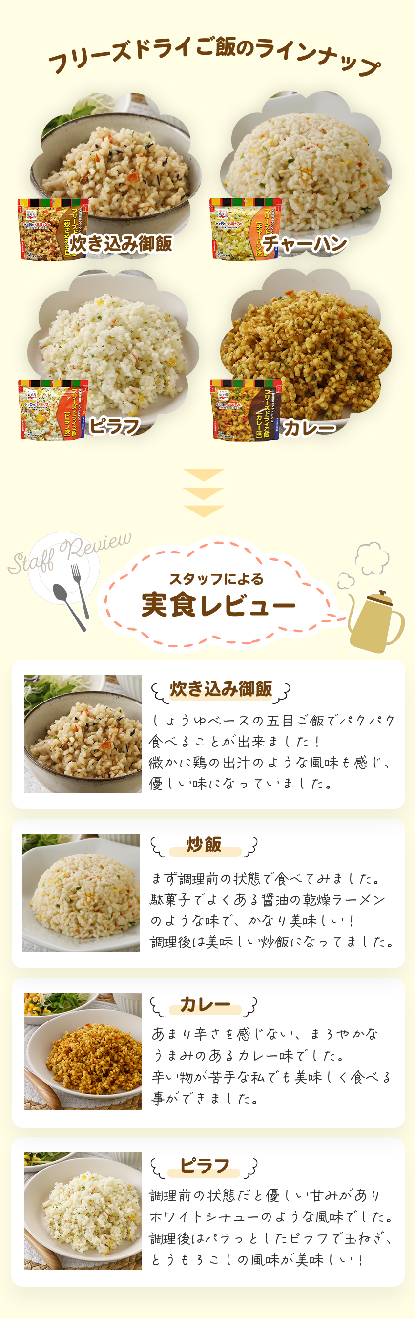フリーズドライご飯ラインナップ