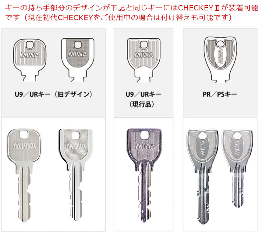 ChecKEY2(チェッキー2)を取付可能なキーの種類