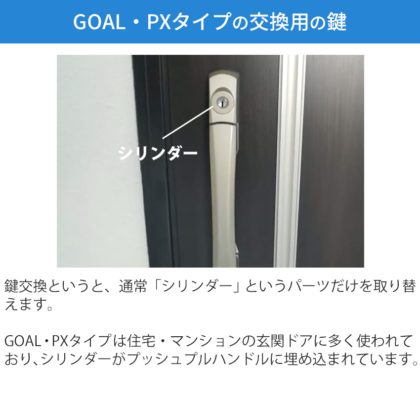 GOAL ゴール 鍵 交換用 取替用 V18シリンダー PX用 16．5mm テール