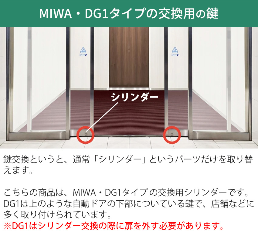 MIWA 美和ロック 自動ドア DG1 鍵 交換 U9シリンダー エンジンドア 2個同一 シルバー色 キー3本 扉厚37〜41mm :  10014023 : 防犯・防災専門店 あんしん壱番 - 通販 - Yahoo!ショッピング