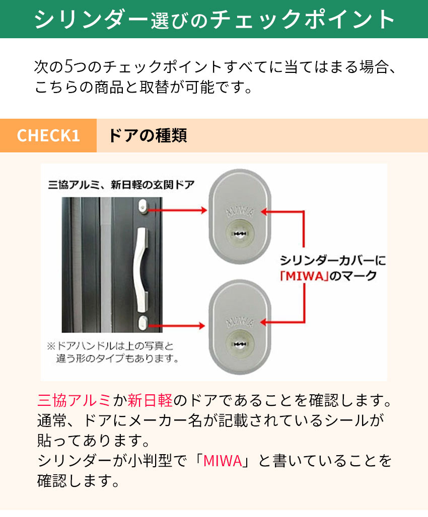 三協アルミ・新日軽シリンダー適合チェックポイント1