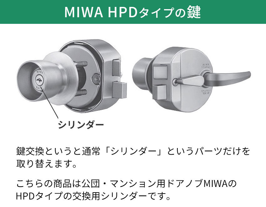 MIWA 美和ロック 鍵 交換用 取替用 JNシリンダー HPD用 HP40 77HP27