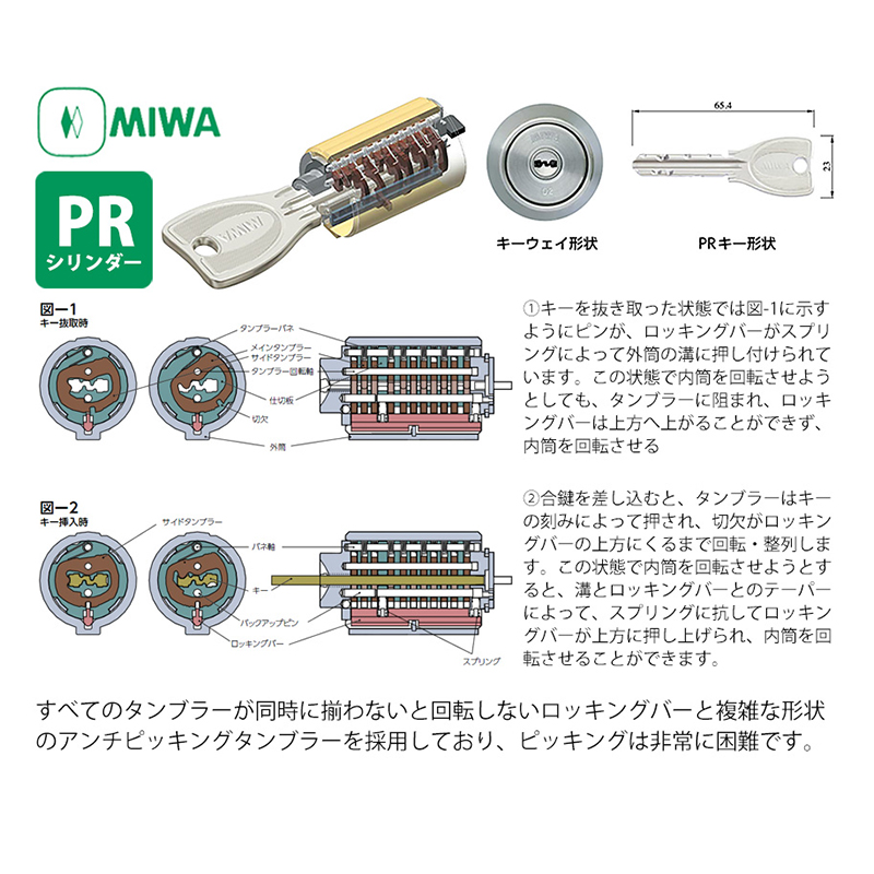 MIWA 美和ロック 鍵 交換用 取替用 PRシリンダー LIX LE02 GAES TE01