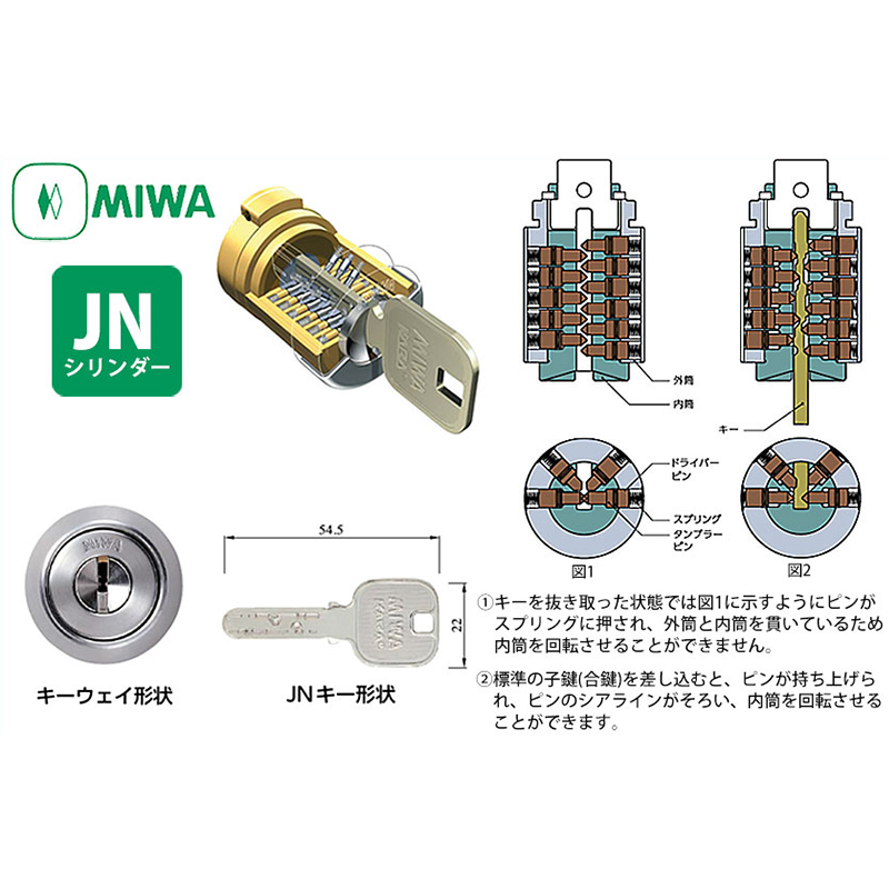 MIWA 美和ロック 鍵 交換 玄関ドア JNシリンダー LIX LE02 GAES TE01