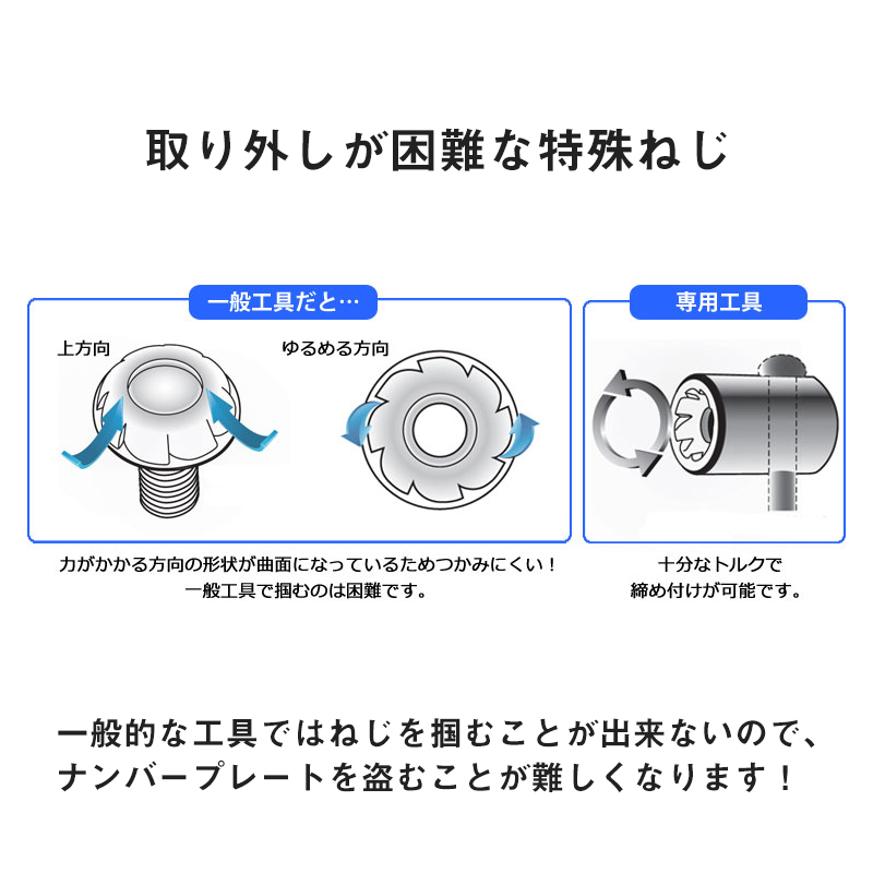 ナンバープレート 盗難防止 ビス ネジキット 日本製 防犯ねじ