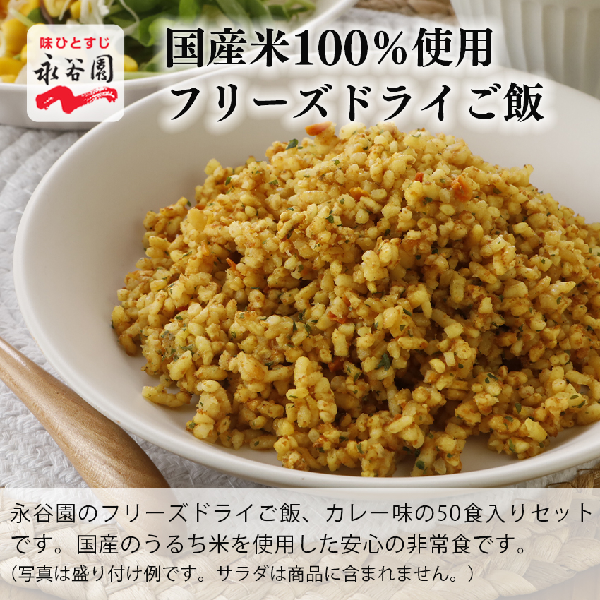 防災セット 非常食セット 非常食 7年保存 保存食 永谷園フリーズドライご飯 カレー味 50個セット |  | 01