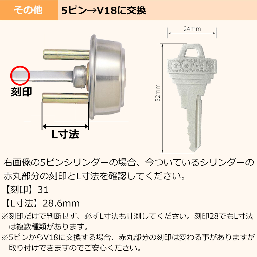 GOAL ゴール 鍵 交換 TX用 玄関ドア V18 シリンダー錠 自分で DIY