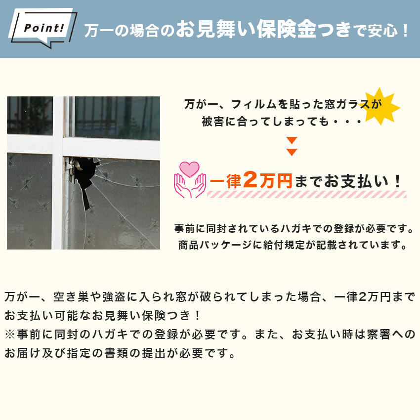 防犯フィルム 窓ガラス 保険付き 凹凸ガラス専用 A2サイズ 空き巣対策