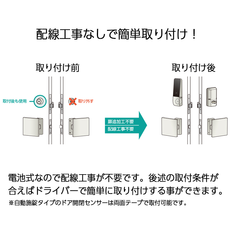 スマートロック 玄関ドア 後付け 暗証番号 オートロック PiACK2smart ピアック2 1ロック DTFL2BT-D01TEA｜ring-g｜13