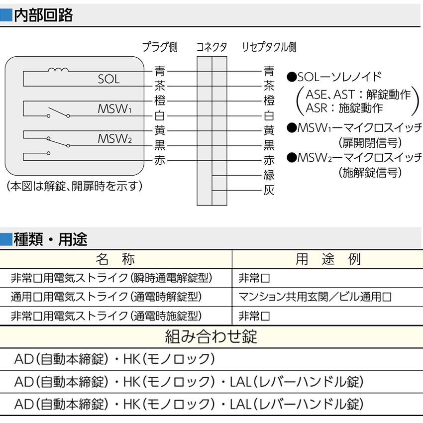 MIWA 美和ロック 電気ストライク ASR 通電時施錠型 電気錠 電子錠 DT33〜41 ST色