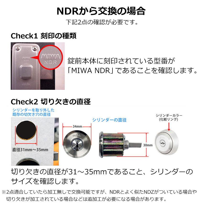 面付け錠 鍵 後付け 玄関ドア ディンプルキー miwa NDR WEST 面付錠