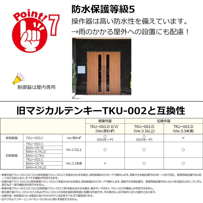 MIWA 美和ロック マジカルテンキーユニット TKU-003DCV ホワイト ブラック カバー付き 操作器 制御器 制御盤 コントローラー 電気錠の画像