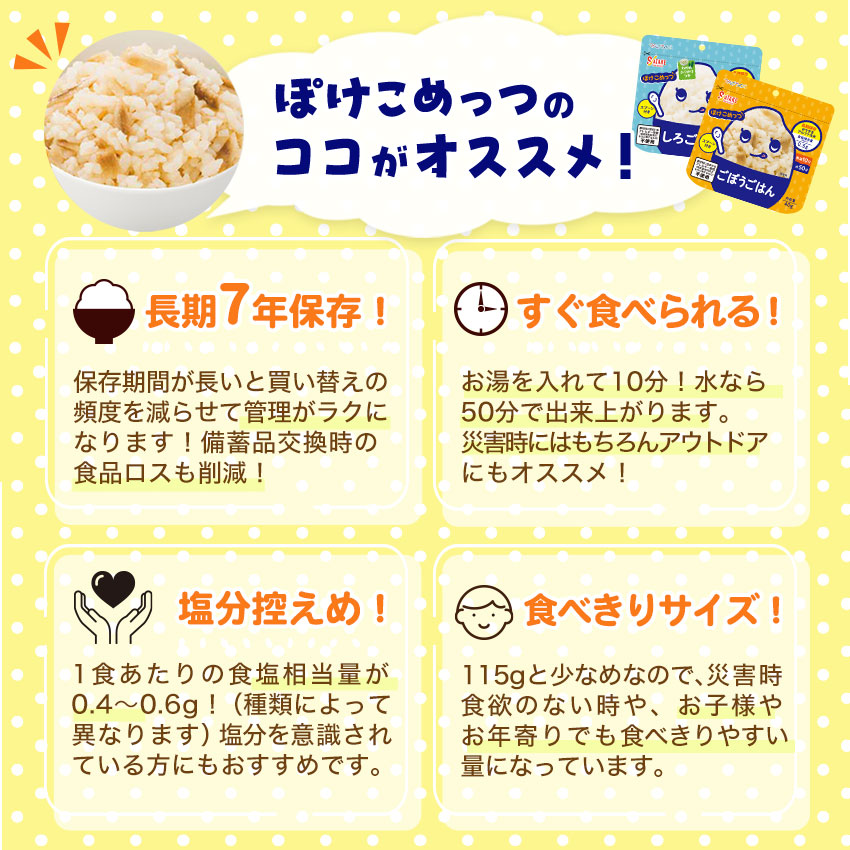 非常食 7年保存 ぽけこめっつ アルファ米 ご飯 保存食 防災食 マジック