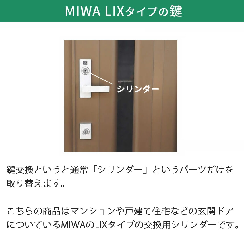 MIWA 美和ロック LIX+LIX シリンダー 錠 鍵 交換 玄関ドア 自分で マンション TE-01 LE-01 PESP TESP 2個同一