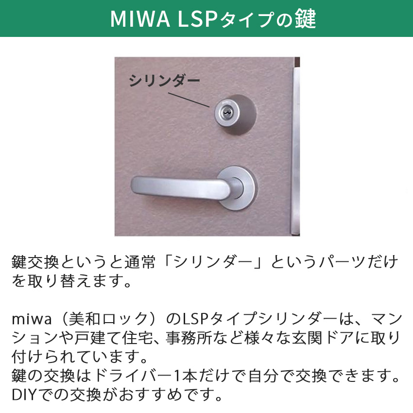 MIWA 美和ロック LSPタイプ シリンダー錠 鍵 交換 玄関ドア 自分で LE-01 TESP TE-01 TE-02 GAE LZSP TE22 関連画像4