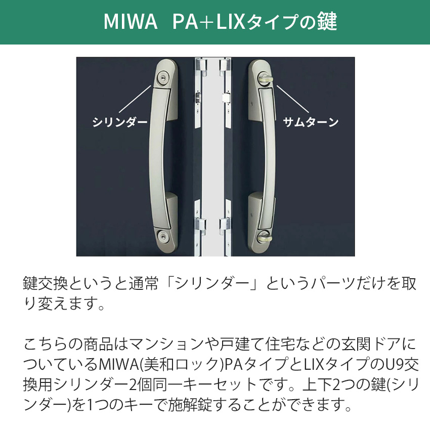 MIWA 美和ロック PA+LIX シリンダー錠 ディンプル 鍵交換 玄関 WEST916 PA TESP PASP LAMA TE-01 2個同一  : 10005354 : 防犯・防災専門店 あんしん壱番 - 通販 - Yahoo!ショッピング