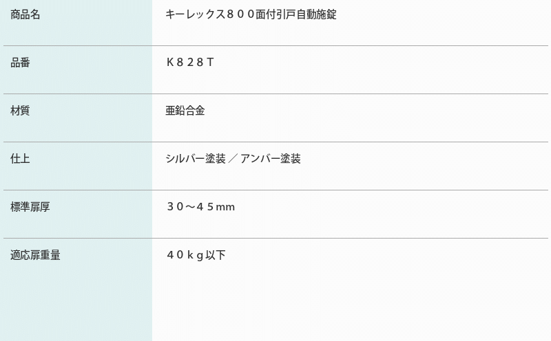 ドア用防犯用品 鍵 カギ KEYLEX 長沢製作所 玄関 キーレックス800 面付