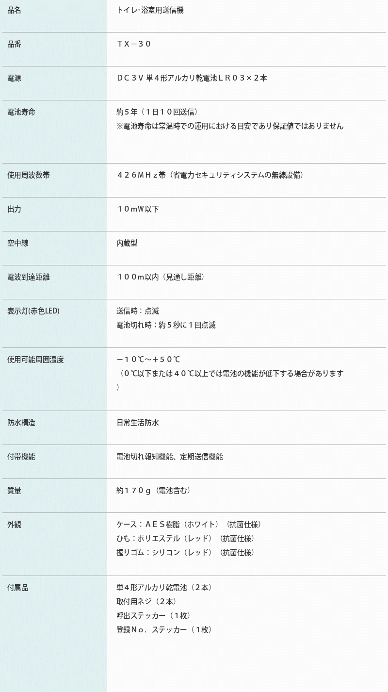セキュリティ機器 竹中エンジニアリング 無線 日常生活防水構造 介護 TAKEX トイレ・浴室用送信機 TX-30 小電力型ワイヤレスシステム :  10007919 : 防犯・防災専門店 あんしん壱番 - 通販 - Yahoo!ショッピング