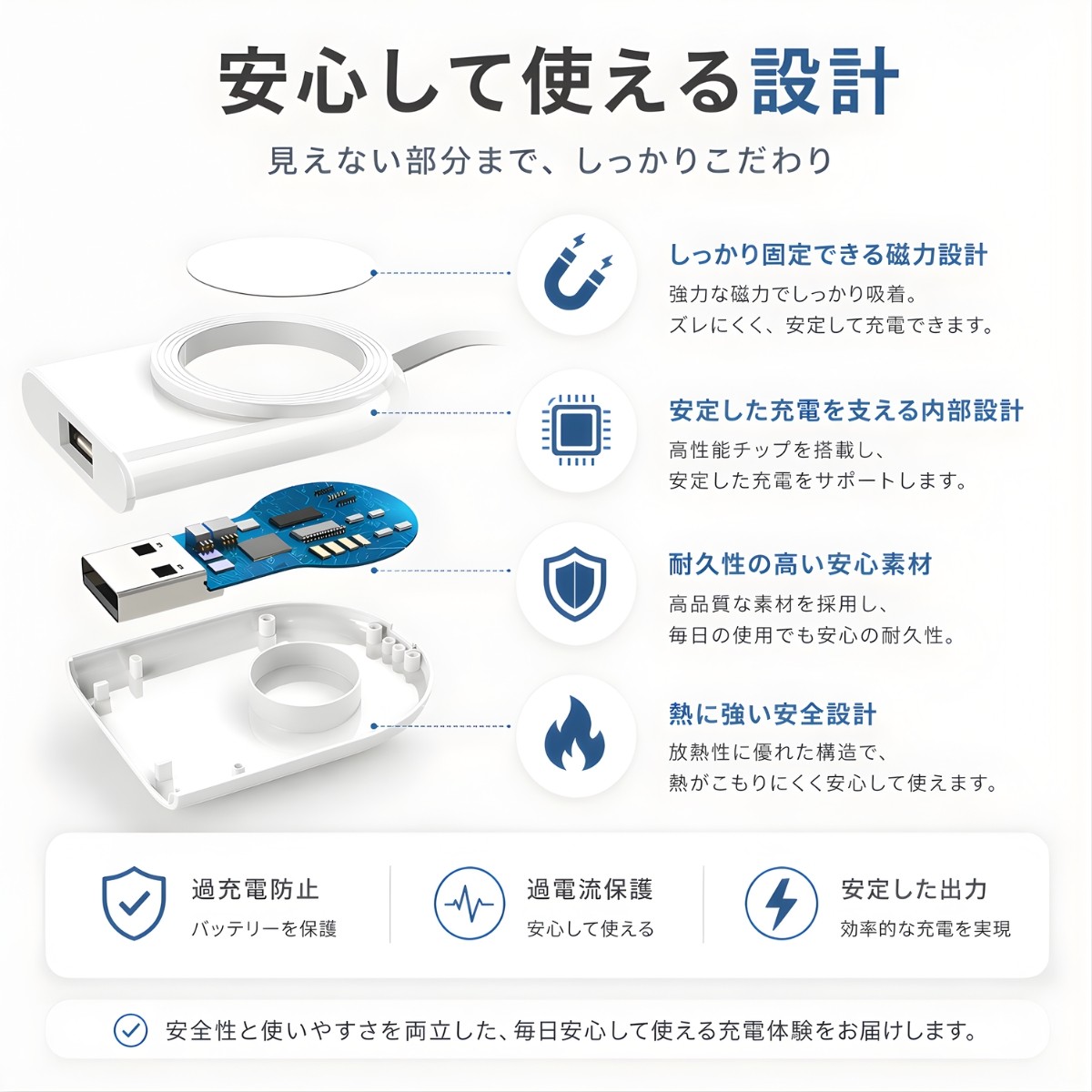 Apple Watch 充電器 磁気 ワイヤレス 直挿し USB Type-C USB-A 両対応 小型 軽量 コンパクト 持ち運び マグネット 吸着 ケーブル不要 旅行 出張 |  | 08