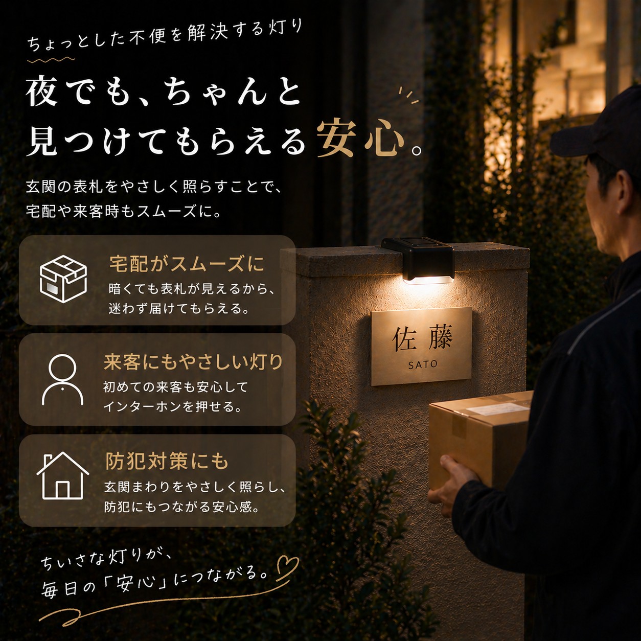 ソーラーライト フェンスライト 屋外 防水 IP65 自動点灯 センサーライト ガーデンライト 玄関 階段 足元灯 外構照明 ベランダ 庭 壁面ライト 電気代0円 |  | 08