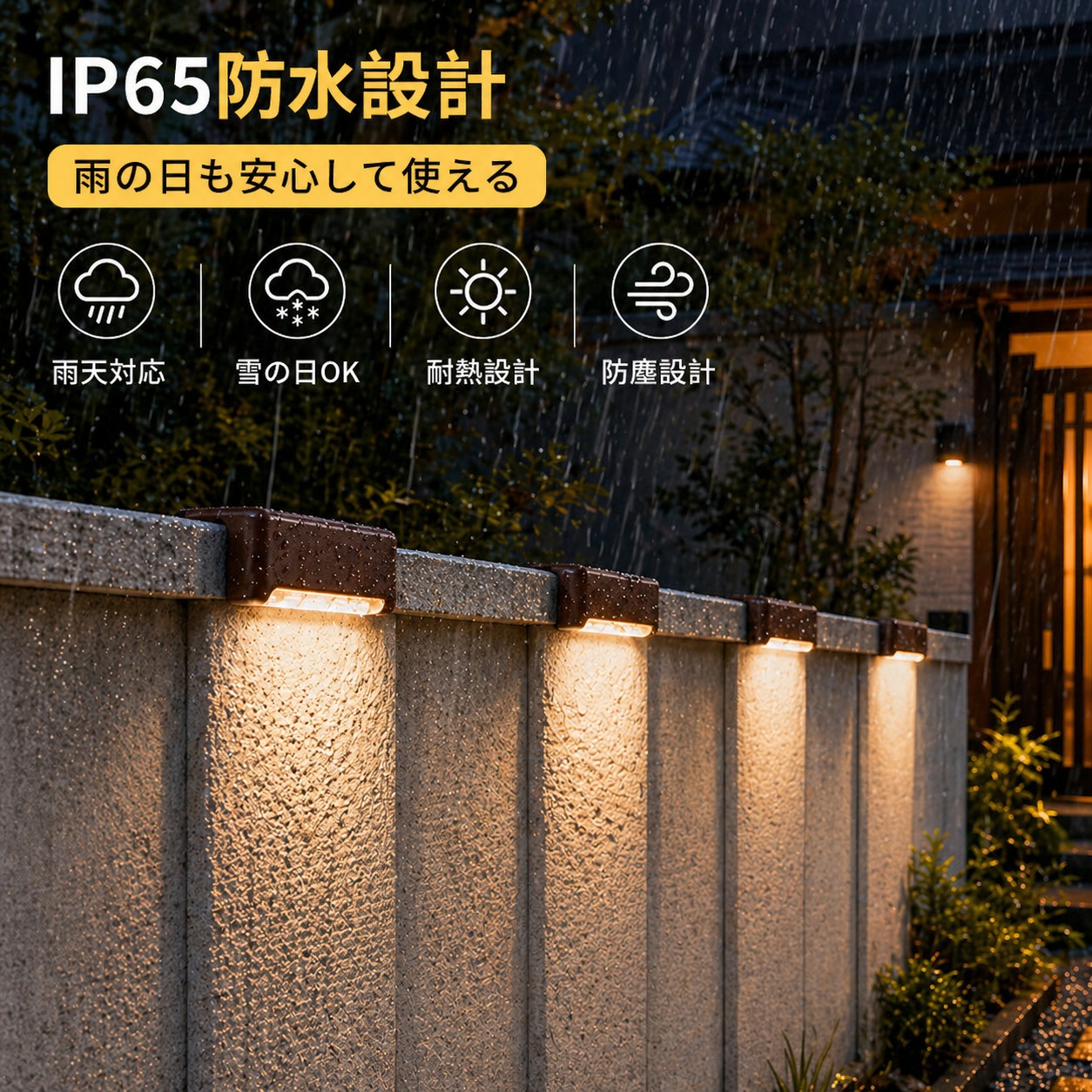 ソーラーライト フェンスライト 屋外 防水 IP65 自動点灯 センサーライト ガーデンライト 玄関 階段 足元灯 外構照明 ベランダ 庭 壁面ライト 電気代0円 |  | 09