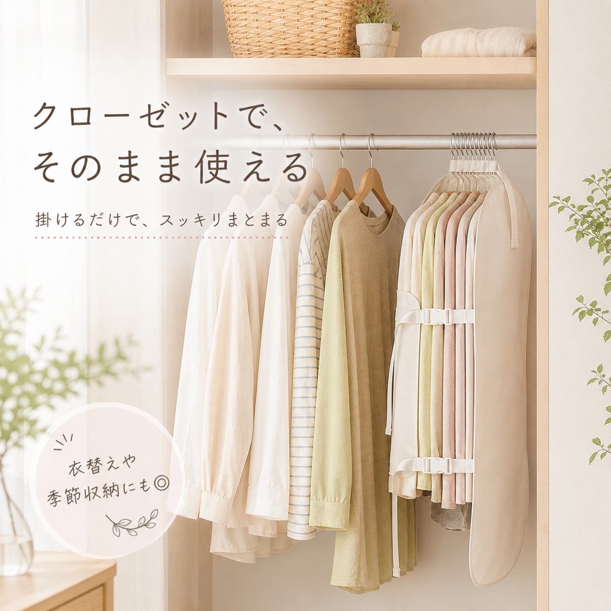 クローゼット収納 ダウン収納 コート収納 衣類収納ベルト クローゼット 省スペース ハンガーのまま収納 約50%圧縮 ダウン コート対応 型崩れ防止 しわ防止 |  | 16