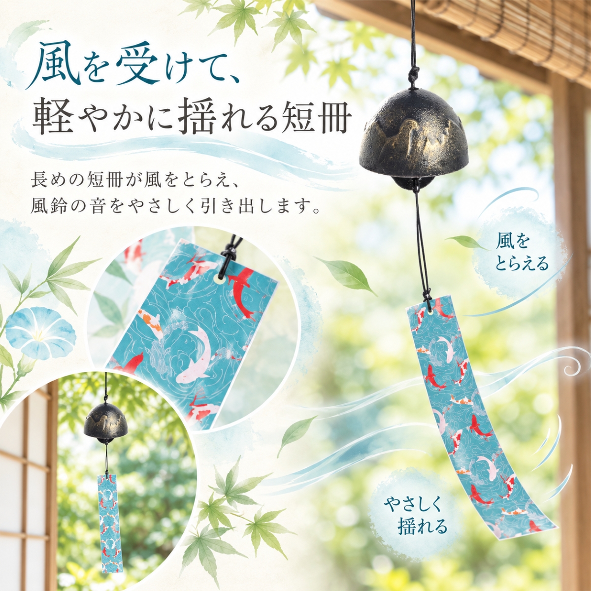 風鈴 鉄製 鋳鉄 和風 おしゃれ 風鈴 夏 涼やかな音色 和風風鈴 吊り下げ 窓辺 軒下 玄関 ベランダ 屋外 室内 夏飾り 季節飾り インテリア 和雑貨 |  | 05