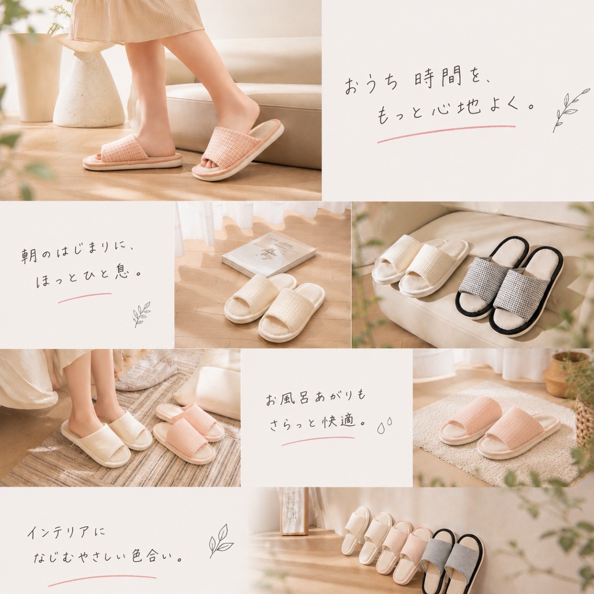 リネンスリッパ 麻風 スリッパ 夏用 室内履き ルームスリッパ 来客用 レディース メンズ 涼しい 蒸れにくい 通気性 洗える 軽量 軽い |  | 16