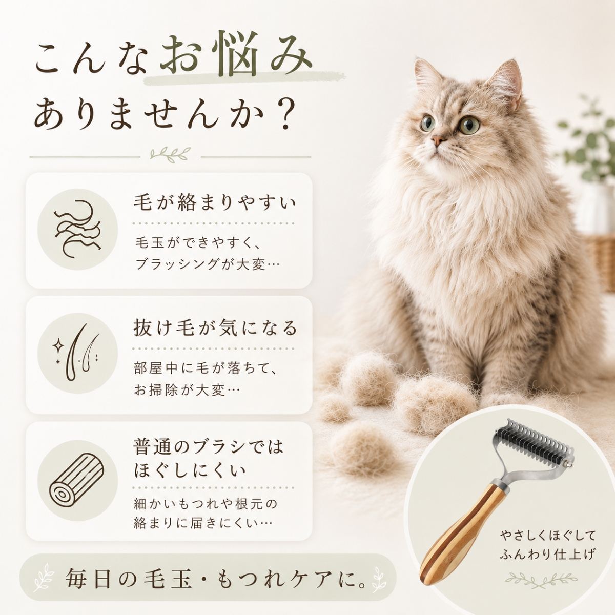 ペットブラシ ペット ブラシ 犬 猫 毛玉取り コーム 毛玉ほぐし もつれ毛 抜け毛取り 長毛猫 長毛犬 巻き毛 ダブルコート アンダーコート 木製ハンドル |  | 01