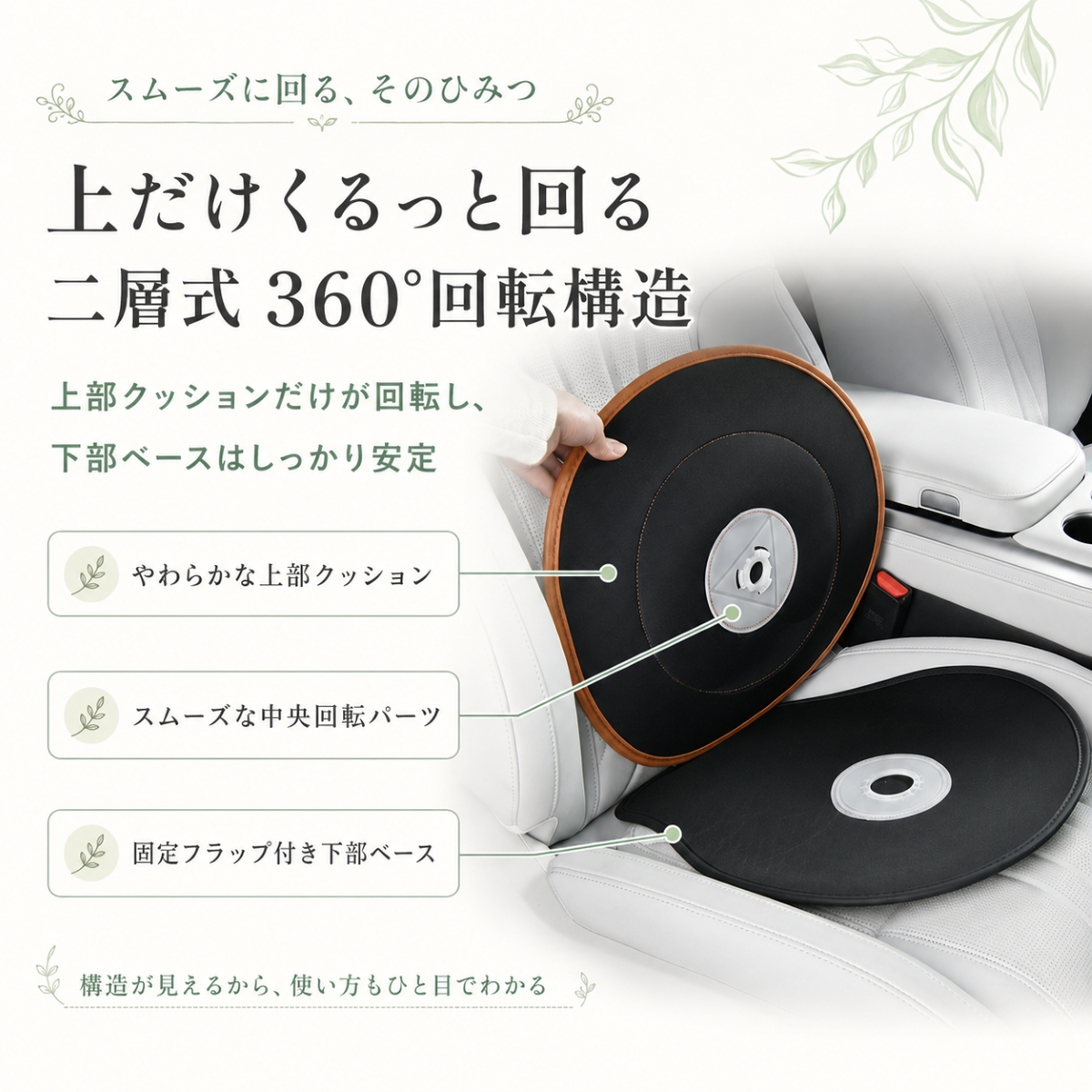 車用 回転シート 回転クッション 360度回転 シートクッション 回転シートクッション 回転座布団 車用座布団 乗り降りサポート 車の乗降 座ったまま方向転換 |  | 16