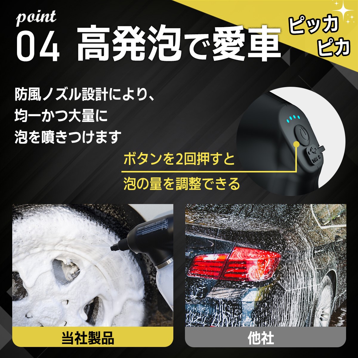 極上泡洗車】 電動 フォームガン 洗車 自動 加圧 スプレー 高圧 充電式