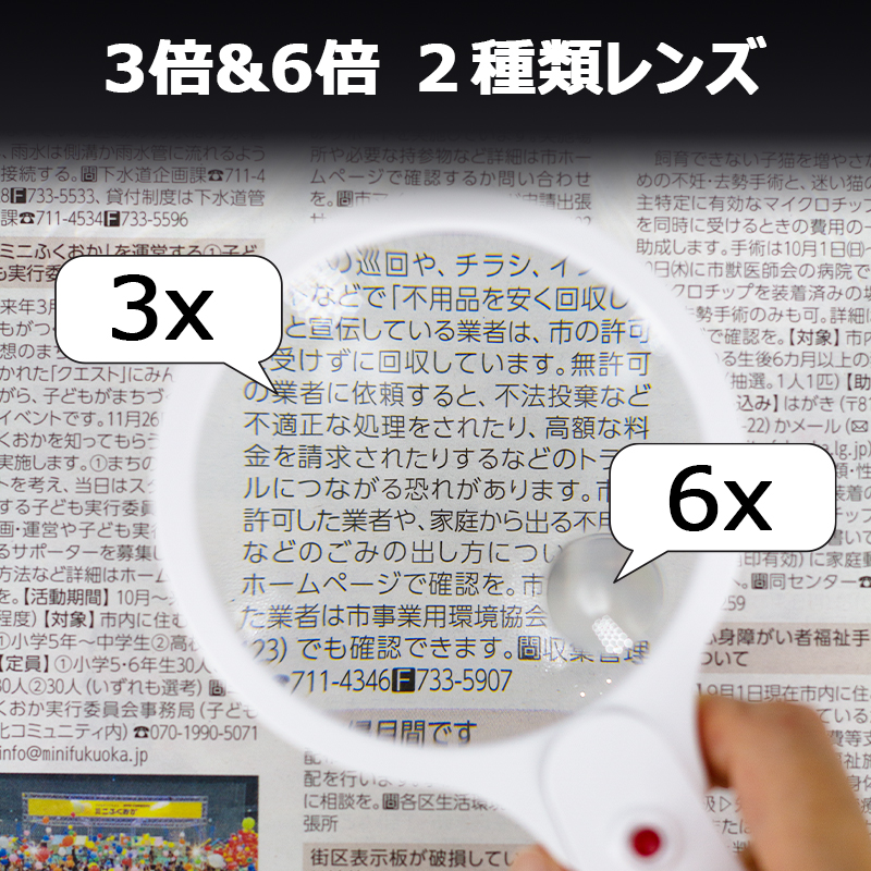 虫メガネ 大きい 携帯ルーペ 高倍率 高齢者 読書 鑑定 コイン ジュエリー お年寄り 折りたたみ式 拡大鏡 ルーペ ハンドル付き 3倍 6倍 レンズ 大口径 85mm 軽量 |  | 04