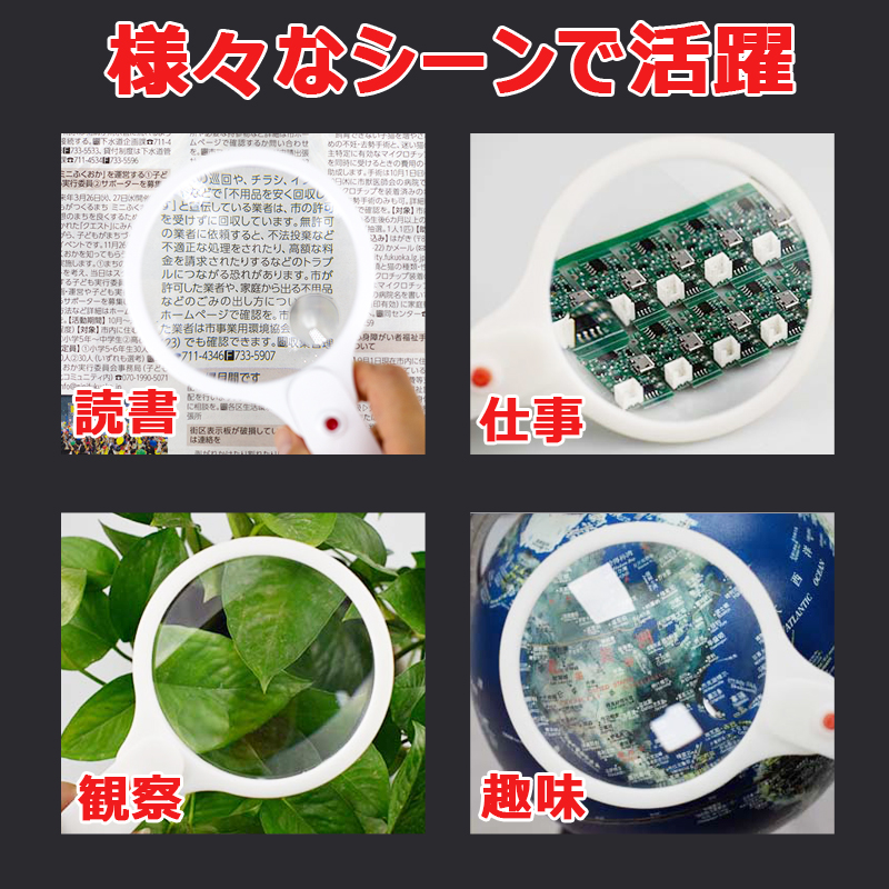 虫メガネ 大きい 携帯ルーペ 高倍率 高齢者 読書 鑑定 コイン ジュエリー お年寄り 折りたたみ式 拡大鏡 ルーペ ハンドル付き 3倍 6倍 レンズ 大口径 85mm 軽量 |  | 05