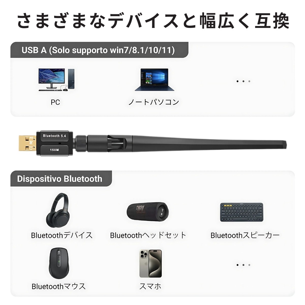 PC用Bluetoothアダプター 音楽再生 キーボード接続 マウス接続 ゲームコントローラー スピーカー接続