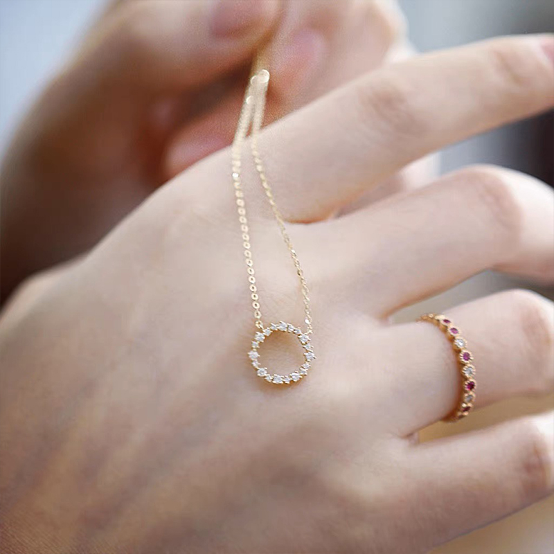 ネックレス レディース サークル ジルコニア SV925 18金仕上げ ゴールド 華奢 上品 小粒 ダイヤ風 ペンダント 40cm 人気 誕生日 プレゼント 記念日 母の日 |  | 14