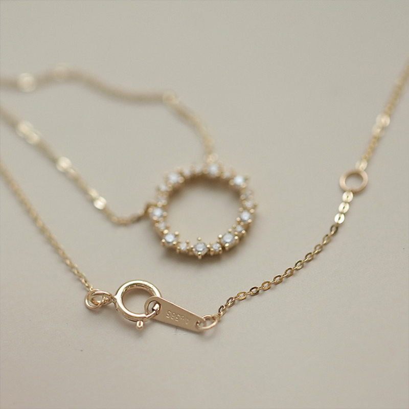 ネックレス レディース サークル ジルコニア SV925 18金仕上げ ゴールド 華奢 上品 小粒 ダイヤ風 ペンダント 40cm 人気 誕生日 プレゼント 記念日 母の日 |  | 06